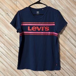 Levi’s Bright Colourful Stripped Front Logo Short Sleeve Casual Tee T Shirt Top